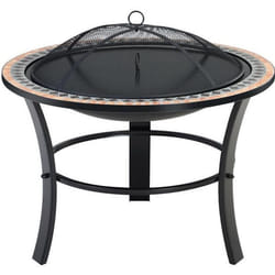 Brasero Sevilla Ø 76 cm en acier laqué avec pierres de mosaïque pour feu de bois charbon et briquettes - DEUBA