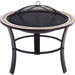 Brasero rond Fuego DEUBA - Ø 76 cm - Acier laqué - Pierres mosaïque - Accessoires inclus