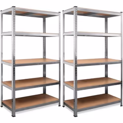2x Étagères charge lourde metallique 5 tablettes 170x75x30cm Charge max. 350 kg