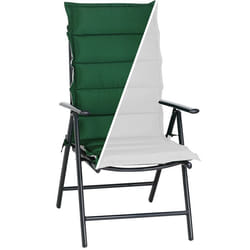 Set de 6 Coussins de chaise avec dossier et attaches Galette Coussin Fauteuil Gris/vert Jardin Maison Intérieur Extérieur