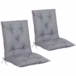 2x Coussin de chaise avec dossier Gris chiné 116x57x7cm Coussin pour fauteuil Intérieur Extérieur Maison Jardin