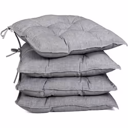 DETEX® 4x Coussins de chaise avec attaches Gris clair Chiné 45x45x8cm Intérieur Extérieur Fauteuil Salle à manger Jardin