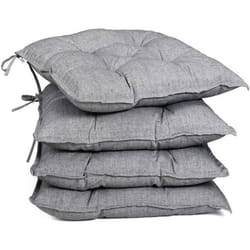 DETEX® 4x Coussins de chaise avec attaches Gris clair Chiné 45x45x8cm Intérieur Extérieur Fauteuil Salle à manger Jardin