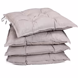 DETEX® 4x Coussins de chaise avec attaches Crème Chiné 45x45x8cm Intérieur Extérieur Fauteuil Salle à manger Jardin