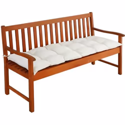 Coussin de banc avec attaches - Intérieur Extérieur Coussin pour banc Banquette - 145x45x8cm - 100% Polyester - Crème