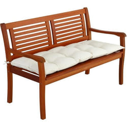 Coussin de banc avec attaches Crème 110x45x8cm Intérieur Extérieur Coussin pour banc Banquette 100% Polyester