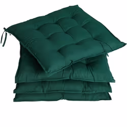 Detex 4x Coussins de chaise de jardin Vert 44x44x5cm coussin de siège en polyester avec rembourrage intérieur extérieur