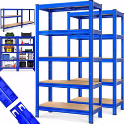 2x Étagères charge lourde metallique 180x90x40 cm - bleu - Charge max. 875kg