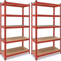 2x Étagères charge lourde metallique 180x90x40 cm - rouge - Charge max. 875kg