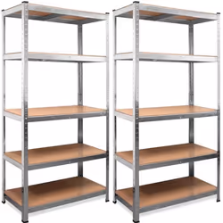 2x Étagère charge lourde métallique 5 tablettes - 180x90x60cm - Charge max 875kg