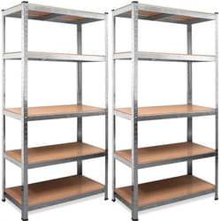 2x Étagère charge lourde métallique 5 tablettes - 180x90x60cm - Charge max 875kg