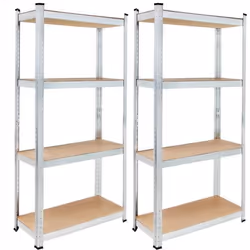 2x Étagère charge lourde métallique 4 tablettes - 170x75x30cm - Charge max 280kg