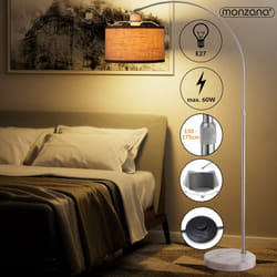 Lampe à arc moderne socle en marbre abat-jour réglable 150-175 cm lampadaire sur pied design classique maison luminaire intérieur