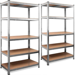 2x Étagères charge lourde métallique 170x75x30cm Charge max. 350 kg Étagère de rangement clipsable 5 niveaux stockage cave