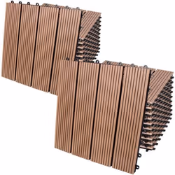 22x Dalles de jardin clipsables en bois composite WPC terracotta 30 x 30 cm Type classique Revêtement de sol extérieur