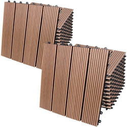 22x Dalles de jardin clipsables en bois composite WPC terracotta 30 x 30 cm Type classique Revêtement de sol extérieur