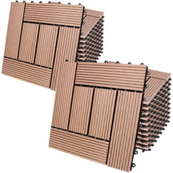 22x Dalles de jardin clipsables en bois composite WPC terracotta 30 x 30cm Type mosaïque Revêtement de sol extérieur