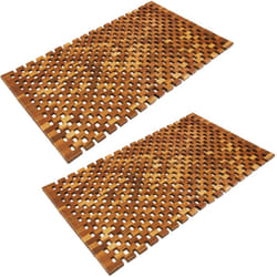2x Tapis de salle de bain - tapis de sol antidérapant en bois d'acacia - 80x50cm