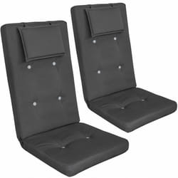 2x Coussin de chaise avec Dossier haut, Repose-tête et attaches Ultra moelleux Anthracite
