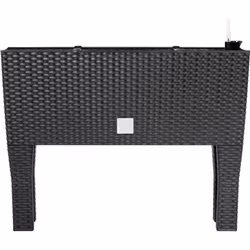 1x Jardinière surélevée en polyrotin 3 compartiments 60x25x46 cm Bac à fleurs sur pieds 30 L Intérieur extérieur jardin