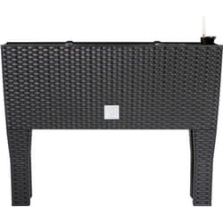 1x Jardinière surélevée en polyrotin 3 compartiments 60x25x46 cm Bac à fleurs sur pieds 30 L Intérieur extérieur jardin