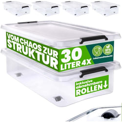 Deuba - Boîte de rangement en plastique transparent empilable sans bpa gain de place caisse de rangement organiseur 4x 30 l