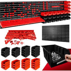 Panneaux muraux pour outils avec 68 supports et 28 boites de rangement empilables porte-outils bricolage atelier - Deuba