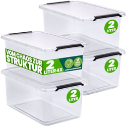Deuba - Boîte de rangement en plastique transparent empilable sans bpa gain de place caisse de rangement organiseur 4 x 2L