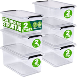 Boîte de rangement en plastique transparent empilable sans bpa gain de place caisse de rangement organiseur 6 x 2L - Deuba