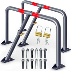 Deuba - monzana® Set de 2 Barrière de parking rabattable en acier plaque de sol barrière stationnement serrure clés arceau de parking