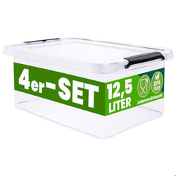 DEUBA® 4x Boîte de rangement 125L en plastique transparent empilable sans BPA gain de place caisse de rangement organiseur