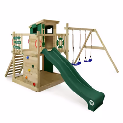 Aire de jeux en bois Wickey Smart Camp avec balançoire toboggan et bac à sable - WICKEY