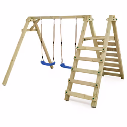 Balançoire double avec plateforme d'escalade Wickey Smart Cliff La balançoire Wickey Smart Cliff est la structure multifoncti ...