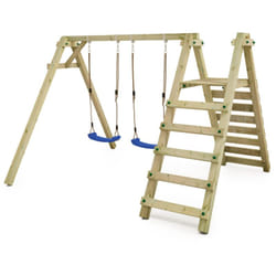 Wickey portique de balançoire pour enfants Smart Cliff avec balançoire, structure double en bois avec module d'escalade