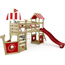 No Brand - Wickey Aire de jeux Portique bois StormFlyer avec balançoire et toboggan Cabane enfant exterieur avec bac à sable, échelle d'escalade &