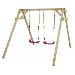 Wickey - portique de balançoire pour enfants Smart Move, structure double en bois – rose