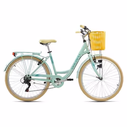 Vélo ville 26 - KS CYCLING - Cantaloupe - Femme - 6 Vitesses - Vert - Taille de Cadre 48 cm