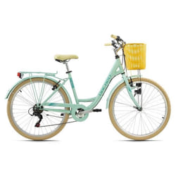 Vélo ville 26 - KS CYCLING - Cantaloupe - Femme - 6 Vitesses - Vert - Taille de Cadre 48 cm