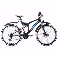 Vélo VTT Tout Suspendu 26 KS CYCLING Zodiac Noir Rouge 21 Vitesses