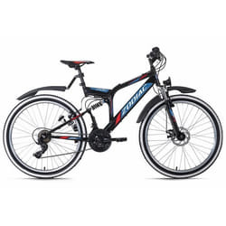 Vélo VTT Tout Suspendu 26 KS CYCLING Zodiac Noir Rouge 21 Vitesses