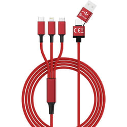 Smrter - Câble de charge usb usb 2.0 usb-a mâle, usb-c® mâle, Connecteur Lightning , USB-Micro-B mâle 1.20 m rouge hydraultrd Y167592