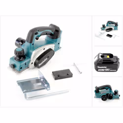 Contenu de la livraison: - 1x Makita BKP 180 Rabot sans fil 18 V - 1x Batterie Makita BL1830 B - 1x Guide parallèle - 1x Clé ...