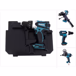 Contenu du paquet: - 1x Makita DHP 458 Perceuse visseuse à percussion sans fil 18V Li-ion Solo - uniquement l'appareil - 1x P ...
