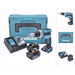 Contenu du paquet: - 1x Makita DFS 452 RTJ Visseuse plaque de plâtre sans fil, sans balai, 18 V - 2x Batteries Makita BL1850  ...