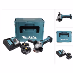 Contenu du paquet: - 1x Makita DGA 452 Meuleuse d'angle sans fil, 18 V Li-ion - 2x Batteries Makita BL 1830 B 18V - 3Ah Li-Io ...