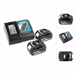 Contenu du paquet: - 2x Batteries Makita BL 1850 Akku 5 Ah - 18 V - 1x Chargeur rapide Makita DC 18 RC 7.2 V - pour batterie  ...