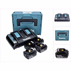 Contenu du paquet: - 4x Batteries Makita BL1840B 4,0 Ah - 1x Chargeur double Makita DC18RD - 1x Coffret de transport Makpac + ...