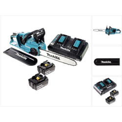 Makita DUC353Z+DC18RD+2xBL1850B Brushless Li-Ion Tronçonneuse sans Fil 2 x 18 V = 36 V + 2x Batteries BL 1850 5, 0 Ah + chargeur double DC18RD