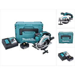 Dss 610 RT1J Scie circulaire à main sans fil 18 v 165 mm + 1x Batterie bl 1850 b 5,0 Ah + Chargeur DC18RC + Coffret Makpac - Makita