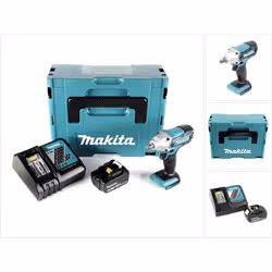 Contenu du paquet: - 1x Makita DTW 190 Visseuse à percussion sans fil 18V Li-Ion - 1x Batterie Makita BL 1840 B 4,0 Ah Li-Ion ...